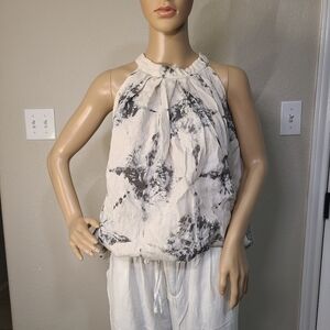 Ballantyne Black and Cream Sleeveless Blouse